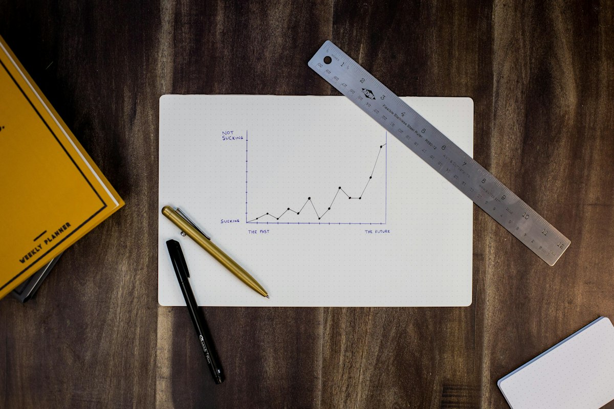 Hand-drawn chart and ruler