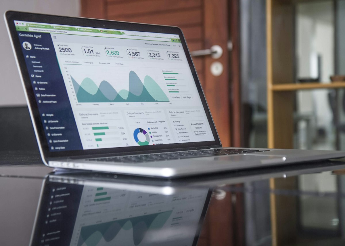 Laptop with business charts
